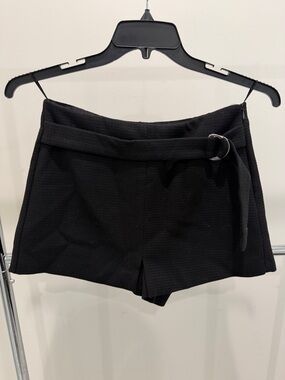 Zara Black High-Waist Belted Tailored Shorts